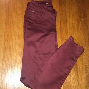 Maroon denim jeans